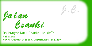 jolan csanki business card